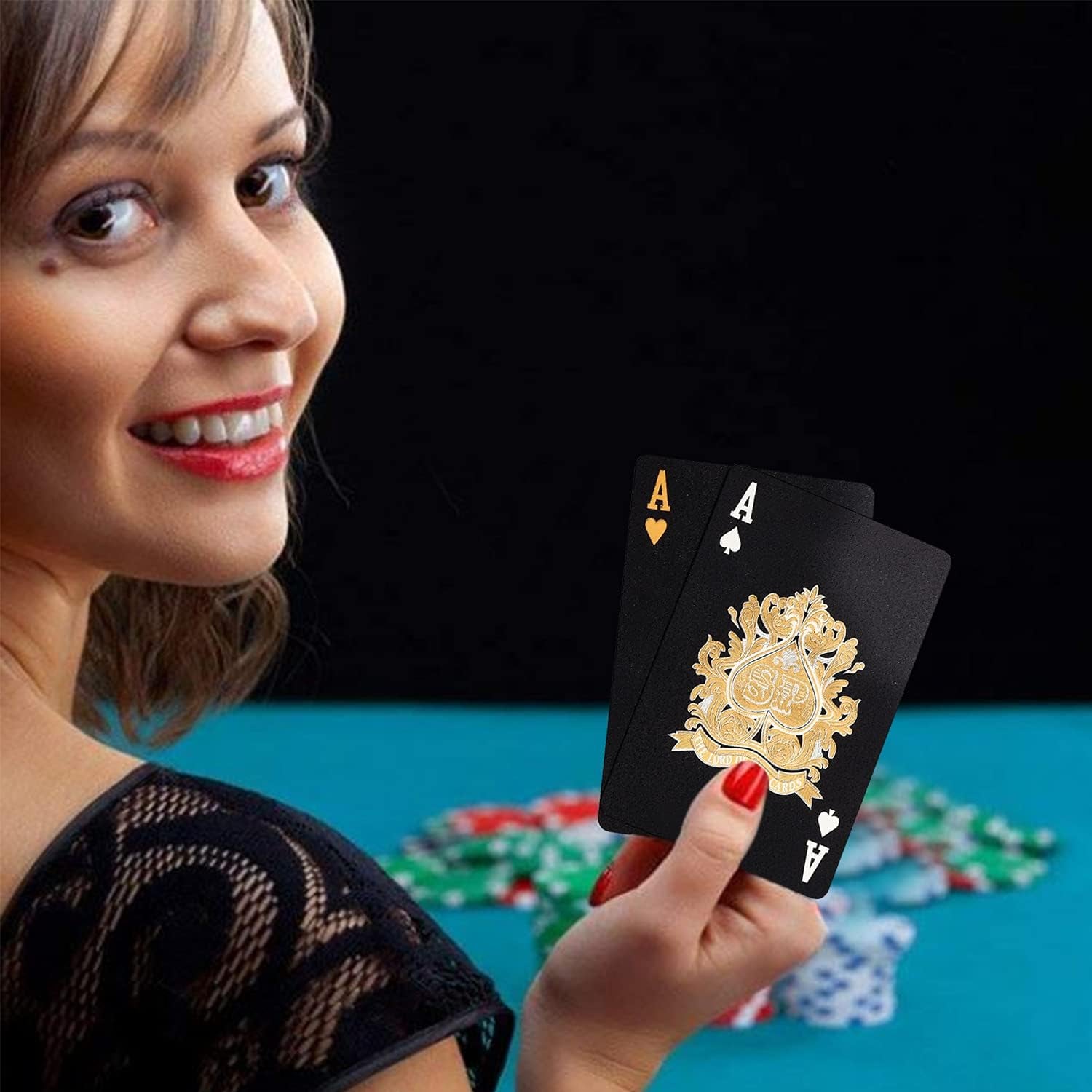 Diamond Waterproof Black Playing Cards, Poker Cards, Deck of Cards (Black)